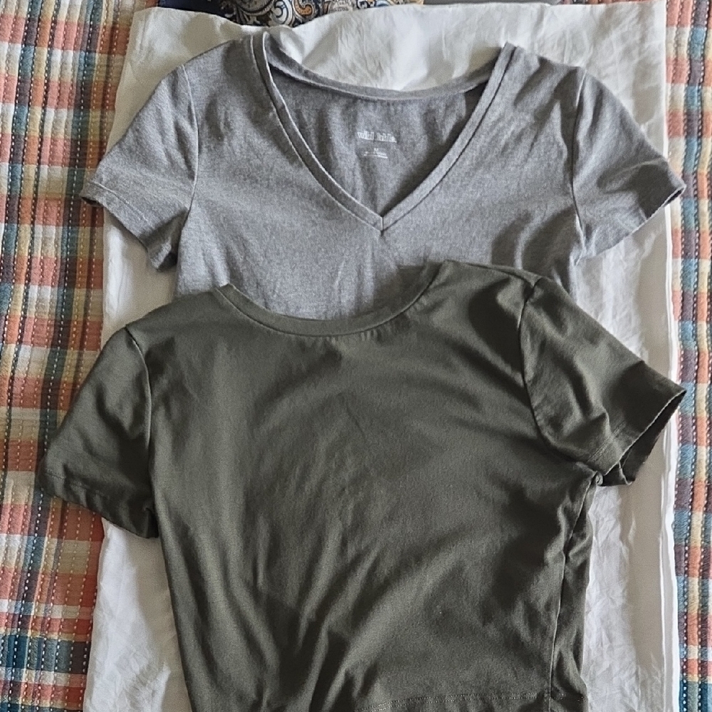 2 Crop Tops By TARGET Stylish Gray and Green Women's Tops